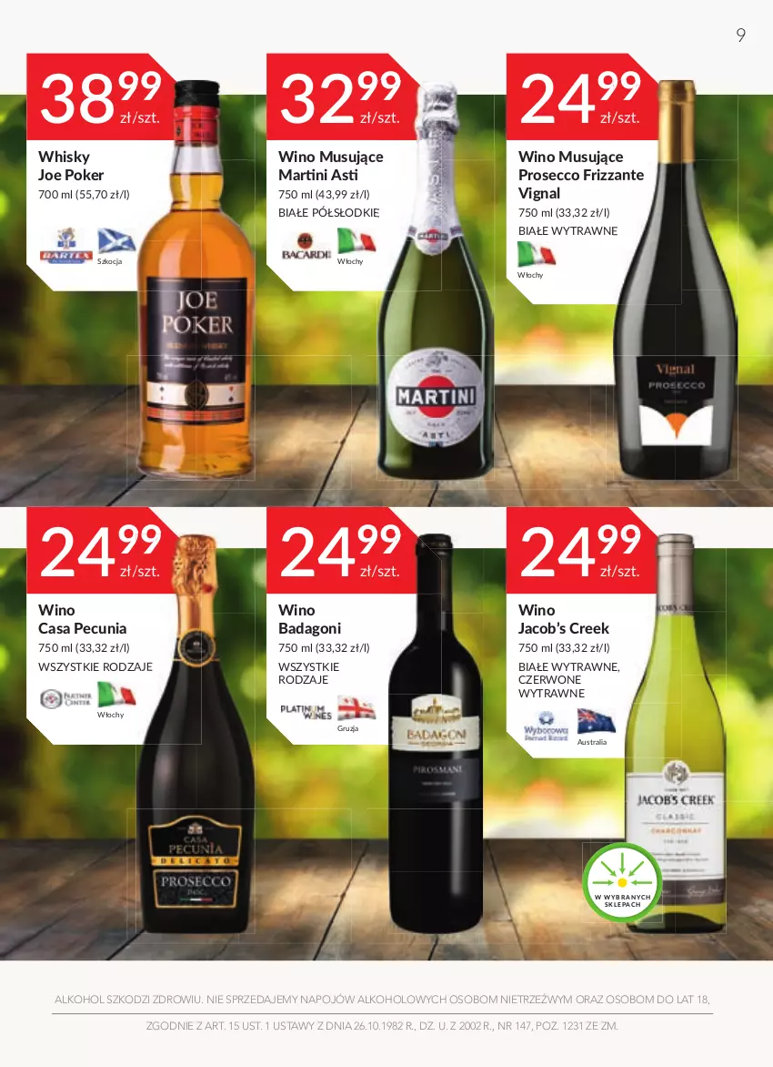 Gazetka promocyjna Stokrotka - Oferta alkoholowa - ważna 28.04 do 25.05.2022 - strona 9 - produkty: Koc, Martini, Mus, Prosecco, Whisky, Wino, Wino musujące