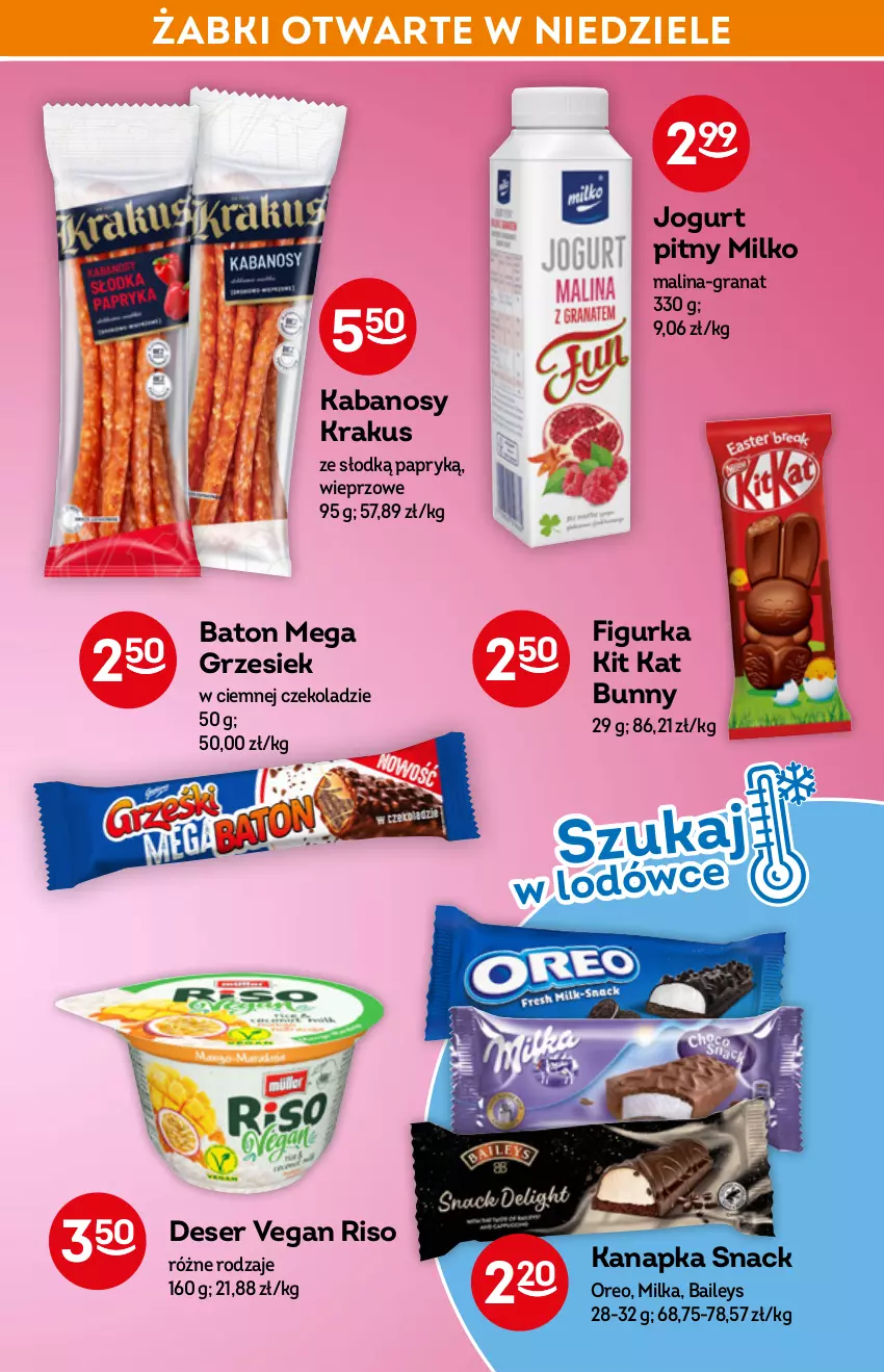 Gazetka promocyjna Żabka - ważna 16.03 do 22.03.2022 - strona 29 - produkty: Baton, Deser, Gra, Granat, Jogurt, Jogurt pitny, Kabanos, Kit Kat, Krakus, Milka, Oreo, Ser