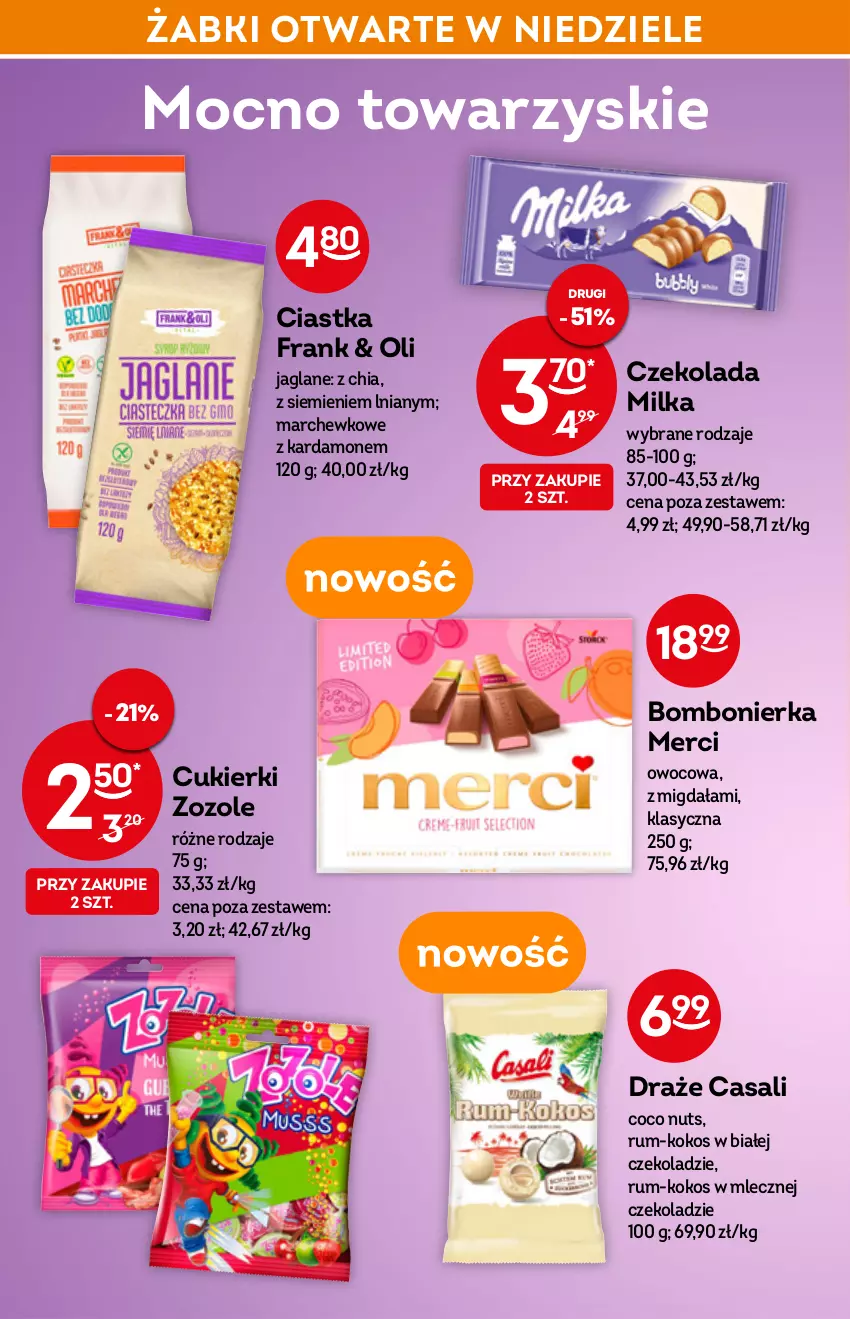 Gazetka promocyjna Żabka - ważna 16.03 do 22.03.2022 - strona 34 - produkty: Chia, Ciastka, Cukier, Cukierki, Czekolada, Kokos, Merci, Milka, Rum