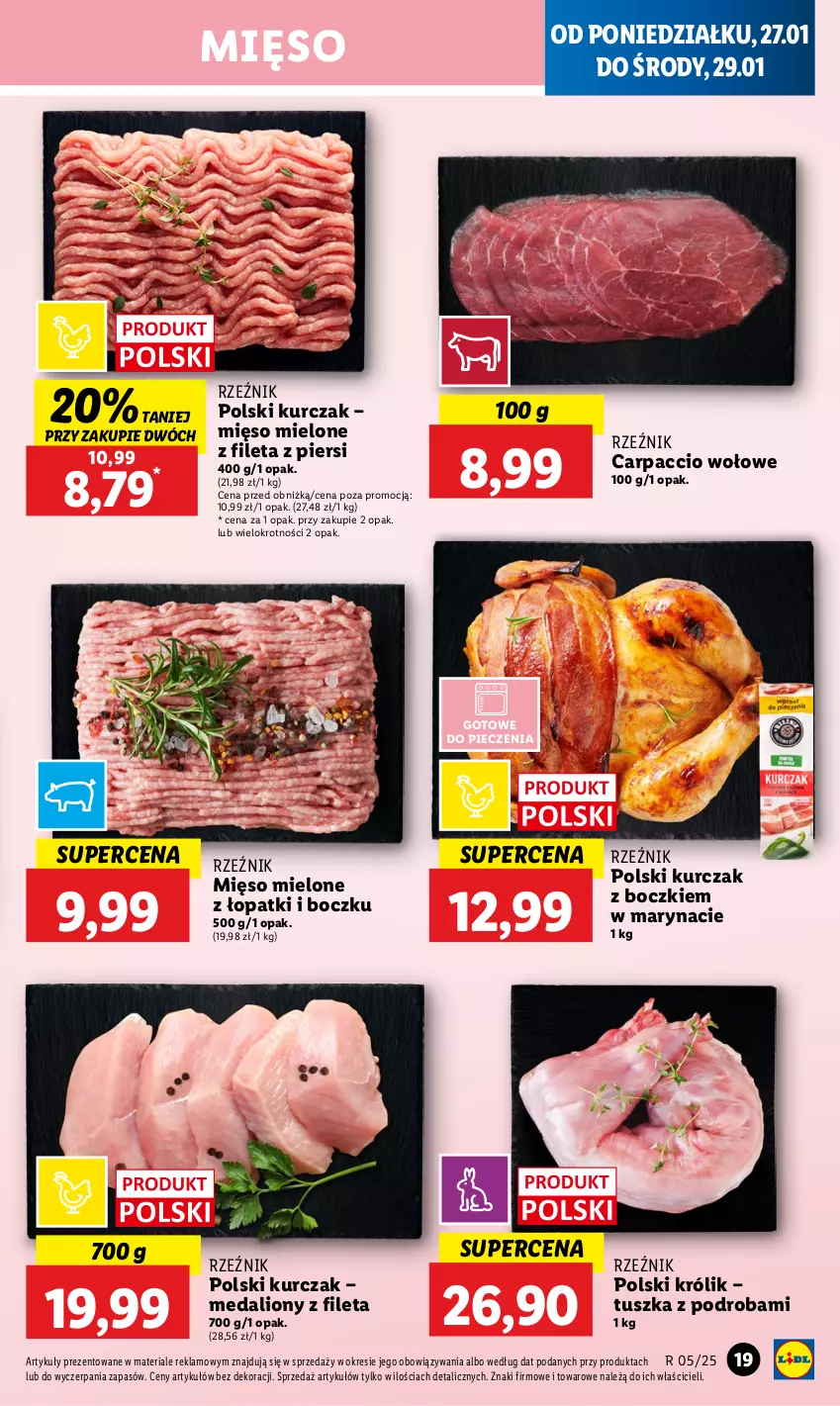 Gazetka promocyjna Lidl - GAZETKA - ważna 27.01 do 29.01.2025 - strona 23 - produkty: Carpaccio, Królik, Kurczak, Lion, Mięso, Mięso mielone, Piec, Tusz