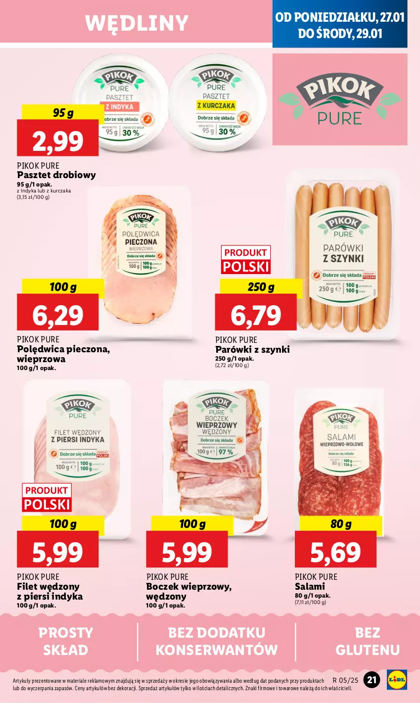 Gazetka promocyjna Lidl - GAZETKA - ważna 27.01 do 29.01.2025 - strona 25 - produkty: Boczek, Boczek wieprzowy, Kurczak, Parówki, Parówki z szynki, Pasztet, Piec, PIKOK, Polędwica, Pur, Salami, Ser