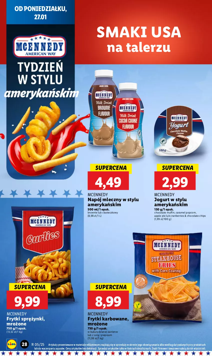 Gazetka promocyjna Lidl - GAZETKA - ważna 27.01 do 29.01.2025 - strona 28 - produkty: Brownie, Frytki, Jogurt, Napój, Napój mleczny, Pieprz, Popcorn, Talerz