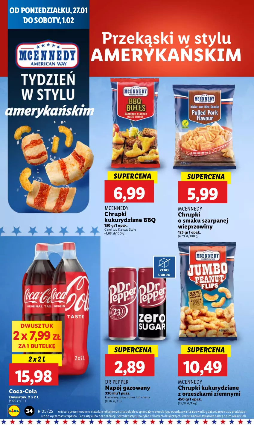 Gazetka promocyjna Lidl - GAZETKA - ważna 27.01 do 29.01.2025 - strona 34 - produkty: Chrupki, Coca-Cola, Napój, Napój gazowany