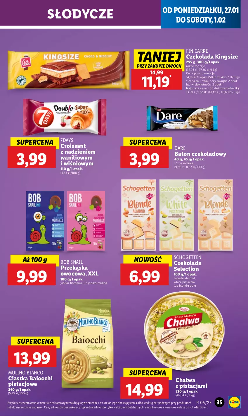 Gazetka promocyjna Lidl - GAZETKA - ważna 27.01 do 29.01.2025 - strona 35 - produkty: Baton, Borówka, Chałwa, Ciastka, Croissant, Czekolada, Pur, Schogetten