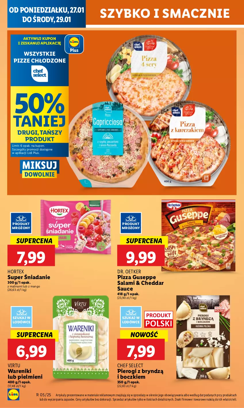 Gazetka promocyjna Lidl - GAZETKA - ważna 27.01 do 29.01.2025 - strona 48 - produkty: Cheddar, Dr. Oetker, Hortex, Mango, Pierogi, Pizza, Salami, Virtu