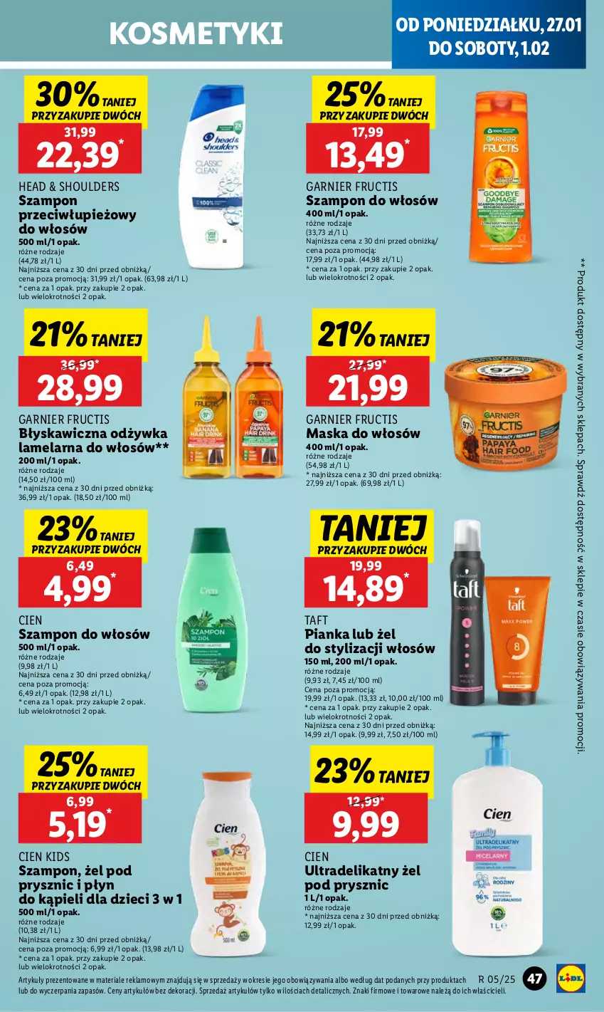 Gazetka promocyjna Lidl - GAZETKA - ważna 27.01 do 29.01.2025 - strona 53 - produkty: Dzieci, Fructis, Garnier, Maska, Maska do włosów, Odżywka, Płyn do kąpieli, Szampon, Taft