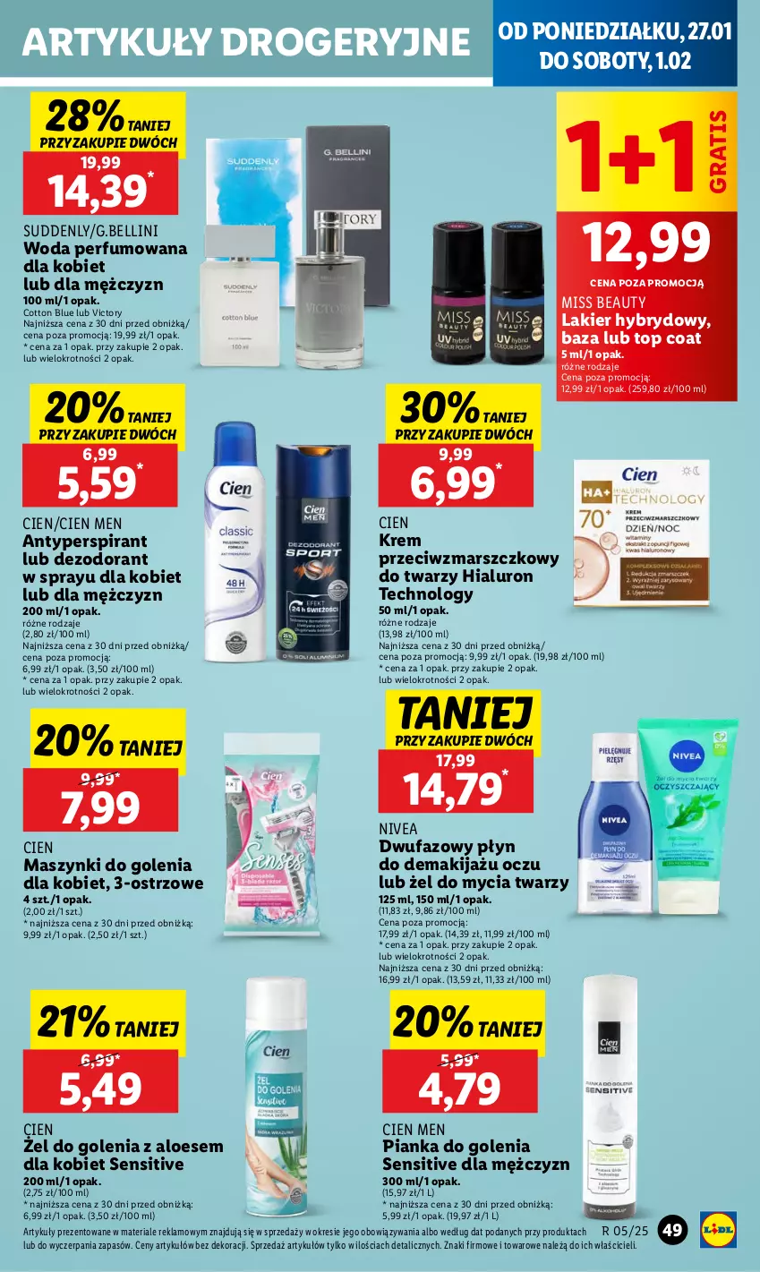 Gazetka promocyjna Lidl - GAZETKA - ważna 27.01 do 29.01.2025 - strona 55 - produkty: Antyperspirant, Bell, Dezodorant, Fa, Gra, Krem przeciwzmarszczkowy, Lakier, Lakier hybrydowy, Makijaż, Mars, Nivea, Perfum, Pianka do golenia, Top, Woda, Woda perfumowana