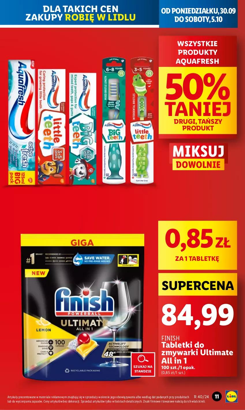 Gazetka promocyjna Lidl - GAZETKA - ważna 30.09 do 02.10.2024 - strona 13 - produkty: Aquafresh, Finish, Tablet, Tabletki do zmywarki, Zmywarki