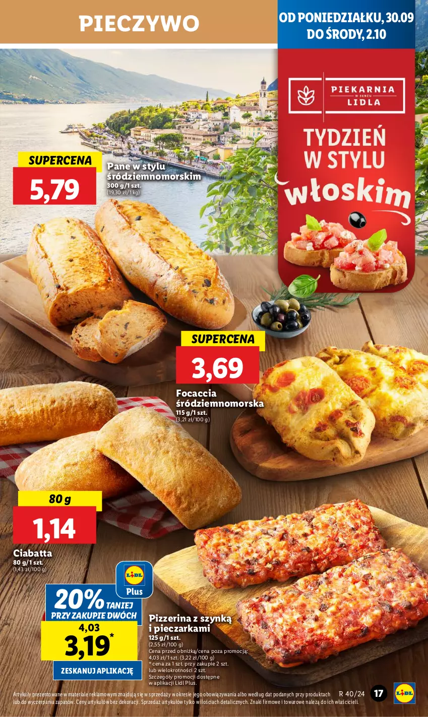 Gazetka promocyjna Lidl - GAZETKA - ważna 30.09 do 02.10.2024 - strona 21 - produkty: Ciabatta, Focaccia, Piec, Pieczarka, Pieczywo, Pizzerina