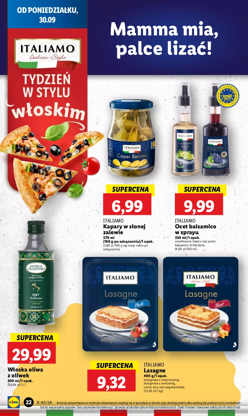 Gazetka promocyjna Lidl - GAZETKA - ważna 30.09 do 02.10.2024 - strona 26 - produkty: Kapary, Lasagne, Ocet, Oliwa z oliwek, Ser