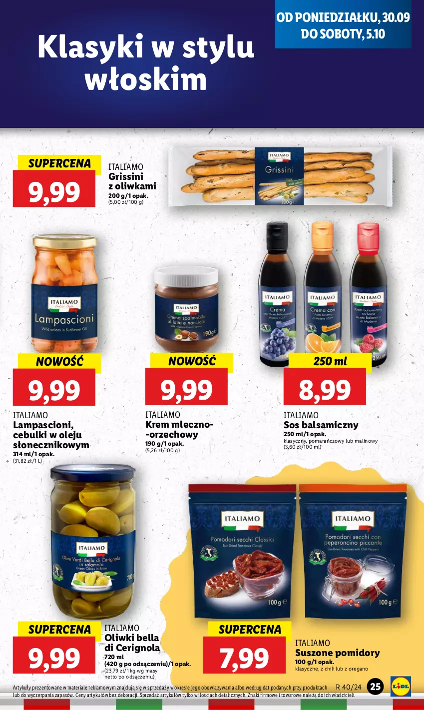 Gazetka promocyjna Lidl - GAZETKA - ważna 30.09 do 02.10.2024 - strona 29 - produkty: Bell, Bella, Grissini, Lampa, Olej, Oliwki, Pomidory, Sos, Suszone pomidory