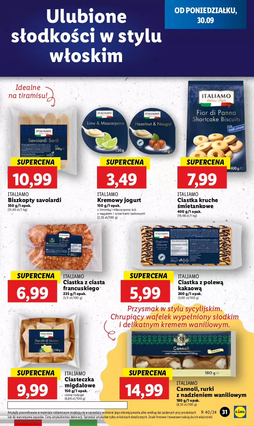 Gazetka promocyjna Lidl - GAZETKA - ważna 30.09 do 02.10.2024 - strona 35 - produkty: Biszkopty, Ciastka, Jogurt, Kakao, Mascarpone, Rurki, Wafelek