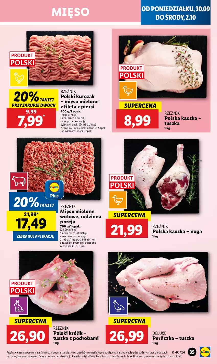 Gazetka promocyjna Lidl - GAZETKA - ważna 30.09 do 02.10.2024 - strona 39 - produkty: Kaczka, Królik, Kurczak, Mięso, Mięso mielone, Perliczka, Por, Tusz