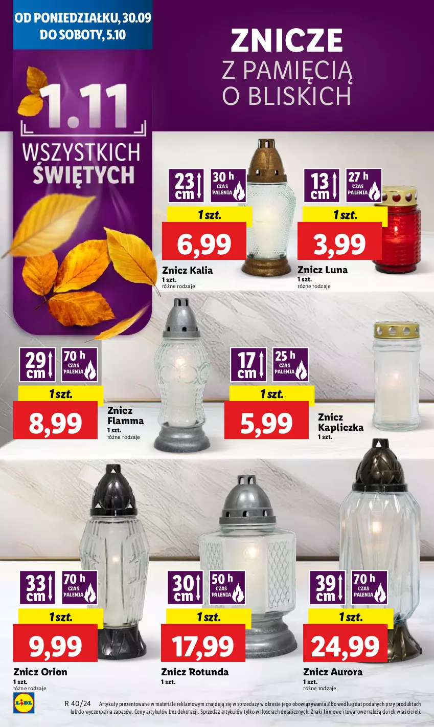 Gazetka promocyjna Lidl - GAZETKA - ważna 30.09 do 02.10.2024 - strona 62 - produkty: Znicz