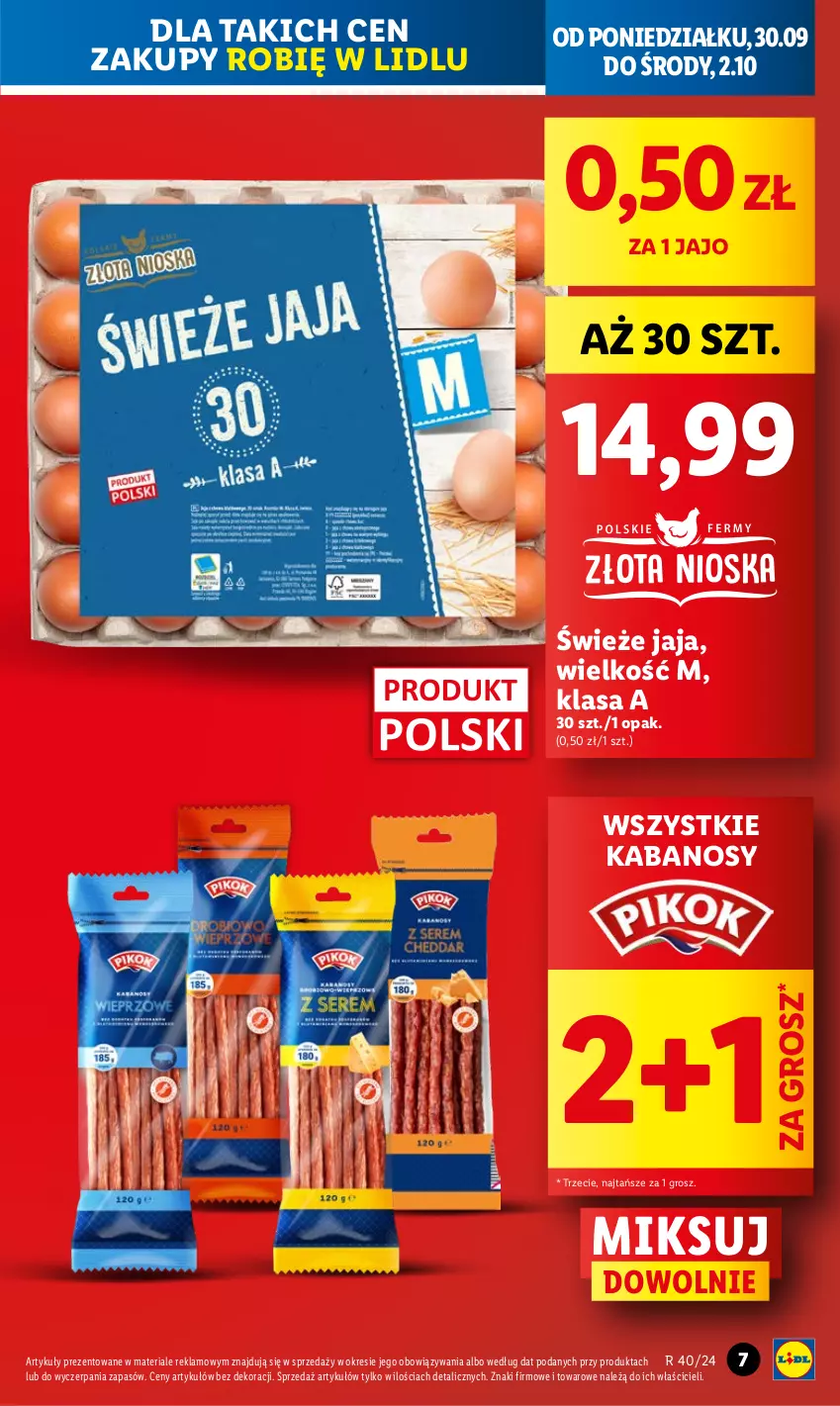 Gazetka promocyjna Lidl - GAZETKA - ważna 30.09 do 02.10.2024 - strona 9 - produkty: Jaja, Kabanos