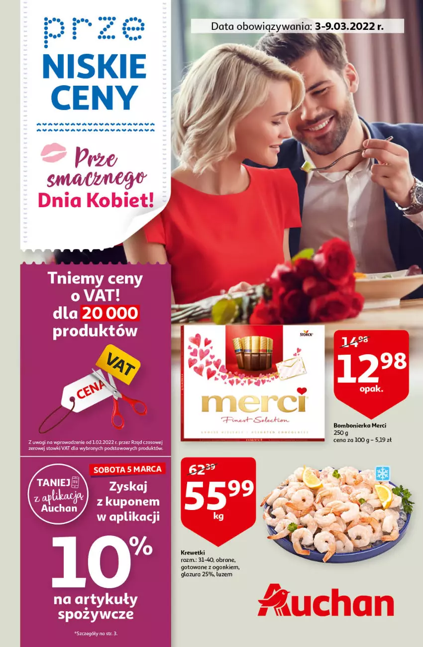 Gazetka promocyjna Auchan - przeNISKIE CENY prze smacznego Dnia Kobiet Hipermarkety - ważna 03.03 do 09.03.2022 - strona 1 - produkty: Gala, Glazura, Lazur, Merci, Ryż