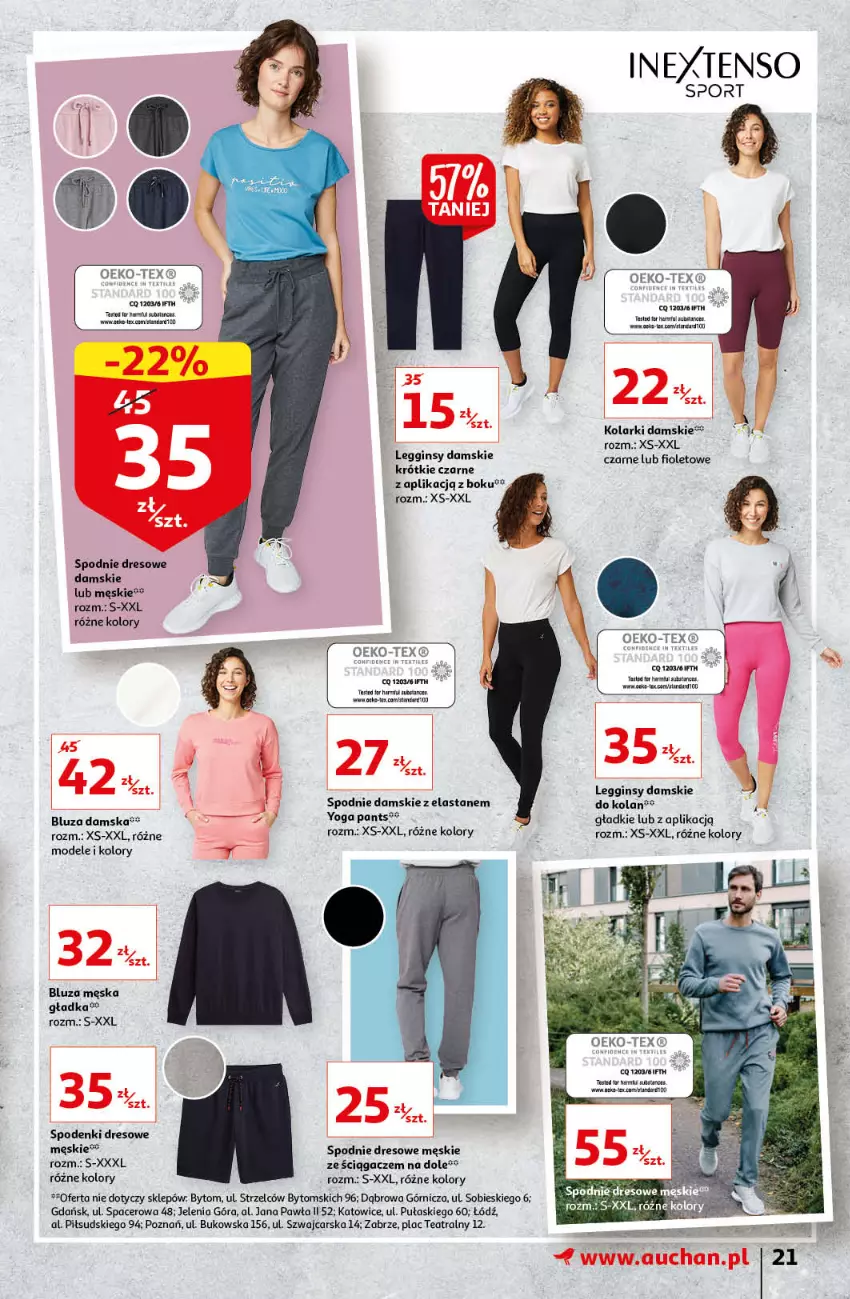 Gazetka promocyjna Auchan - przeNISKIE CENY prze smacznego Dnia Kobiet Hipermarkety - ważna 03.03 do 09.03.2022 - strona 21 - produkty: Acer, Bluza, Cars, Dres, Gin, Legginsy, Por, Spodnie, Spodnie dresowe, Sport, Tarta