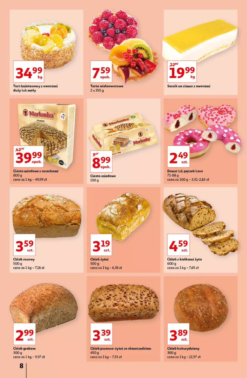 Gazetka promocyjna Auchan - przeNISKIE CENY prze smacznego Dnia Kobiet Hipermarkety - ważna 03.03 do 09.03.2022 - strona 8 - produkty: Chleb, Donut, Gra, Pączek, Tarta, Tort śmietanowy