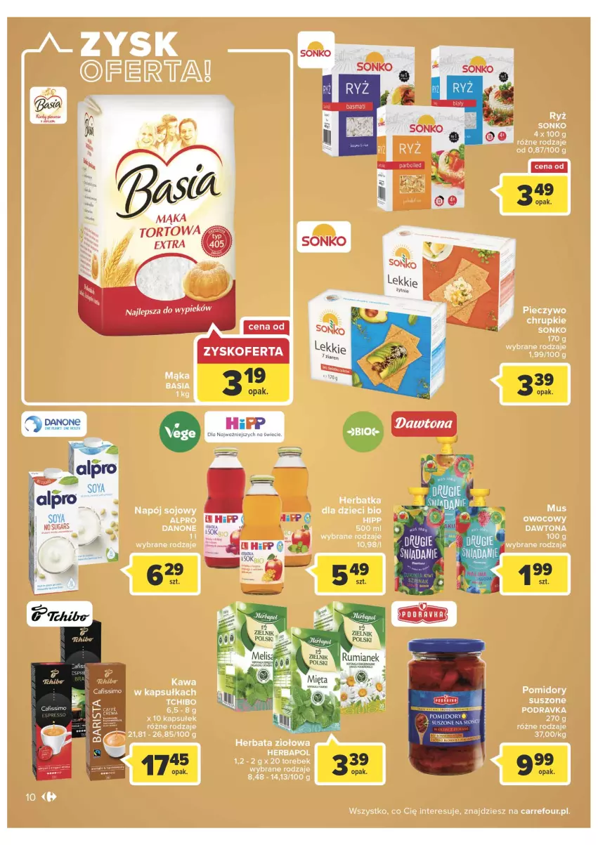 Gazetka promocyjna Carrefour - Gazetka Carrefour - ważna 15.03 do 26.03.2022 - strona 10 - produkty: Alpro, Danone, Mąka, Mąka tortowa, Pomidory, Rum, Sonko