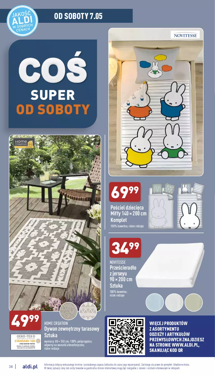 Gazetka promocyjna Aldi - Pełny katalog - ważna 02.05 do 07.05.2022 - strona 38 - produkty: Dywan, Dzieci, Por, Pościel, Prześcieradło, Wełna