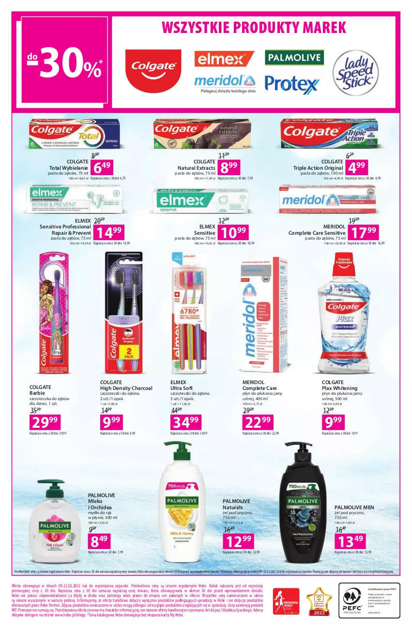 Gazetka promocyjna Hebe - Gazetka - ważna 09.02 do 22.02.2023 - strona 16 - produkty: Barbie, Colgate, Colgate Total, Dres, Dzieci, Elmex, Gin, LG, Mleko, Mydło, Palmolive, Pasta do zębów, Płyn do płukania, Płyn do płukania jamy ustnej, Szczoteczka, Szczoteczka do zębów