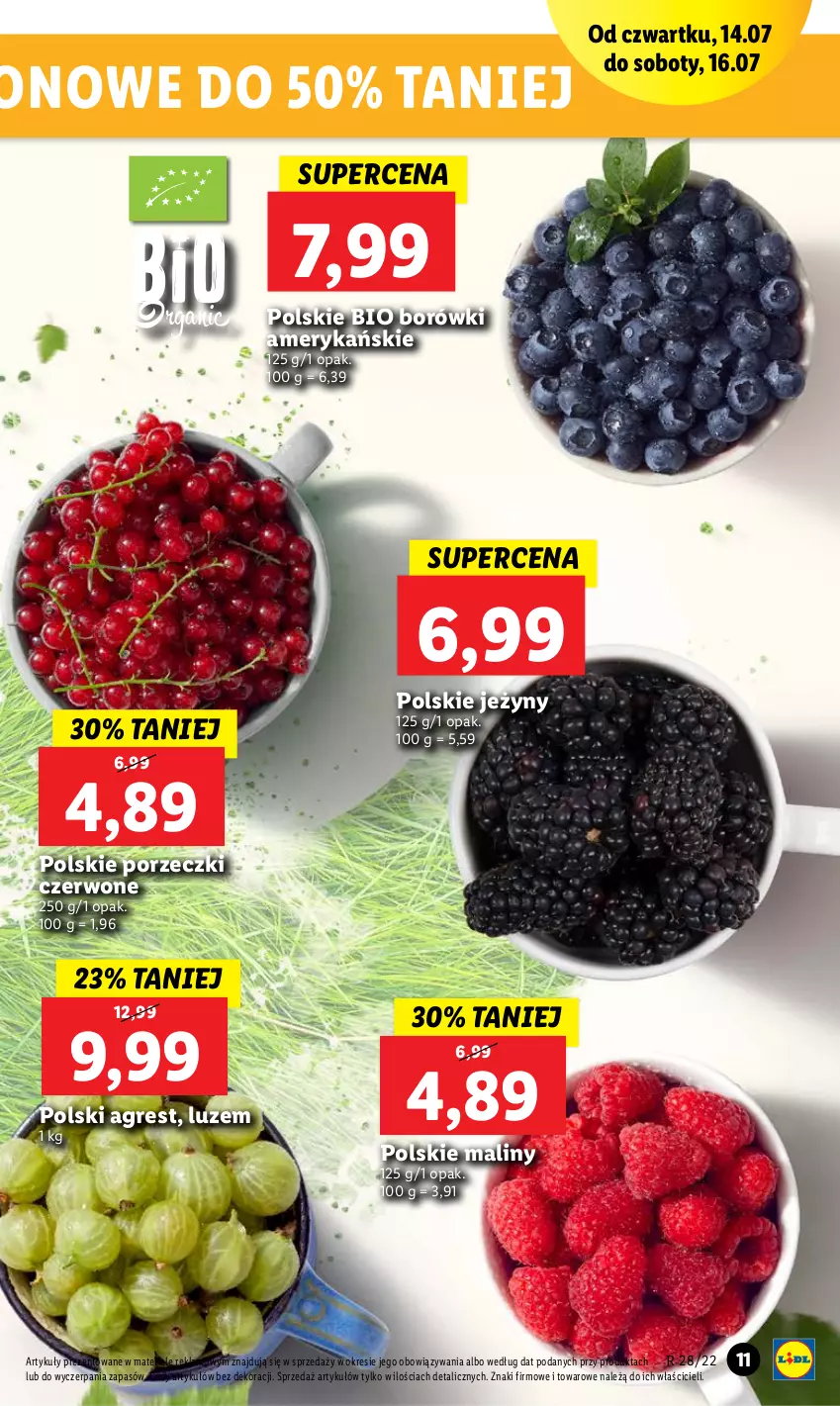 Gazetka promocyjna Lidl - GAZETKA - ważna 14.07 do 16.07.2022 - strona 11 - produkty: Gres, Jeżyny, Maliny, Por, Porzeczki czerwone