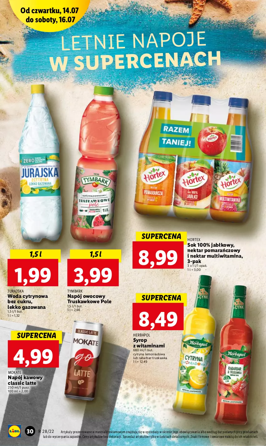 Gazetka promocyjna Lidl - GAZETKA - ważna 14.07 do 16.07.2022 - strona 30 - produkty: Herbapol, Hortex, Napój, Napoje, Nektar, Sok, Syrop, Tymbark, Woda