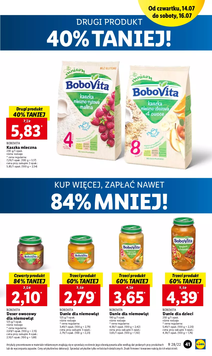 Gazetka promocyjna Lidl - GAZETKA - ważna 14.07 do 16.07.2022 - strona 41 - produkty: BoboVita, Danie dla dzieci, Deser, Deser owocowy, Dzieci, Ser