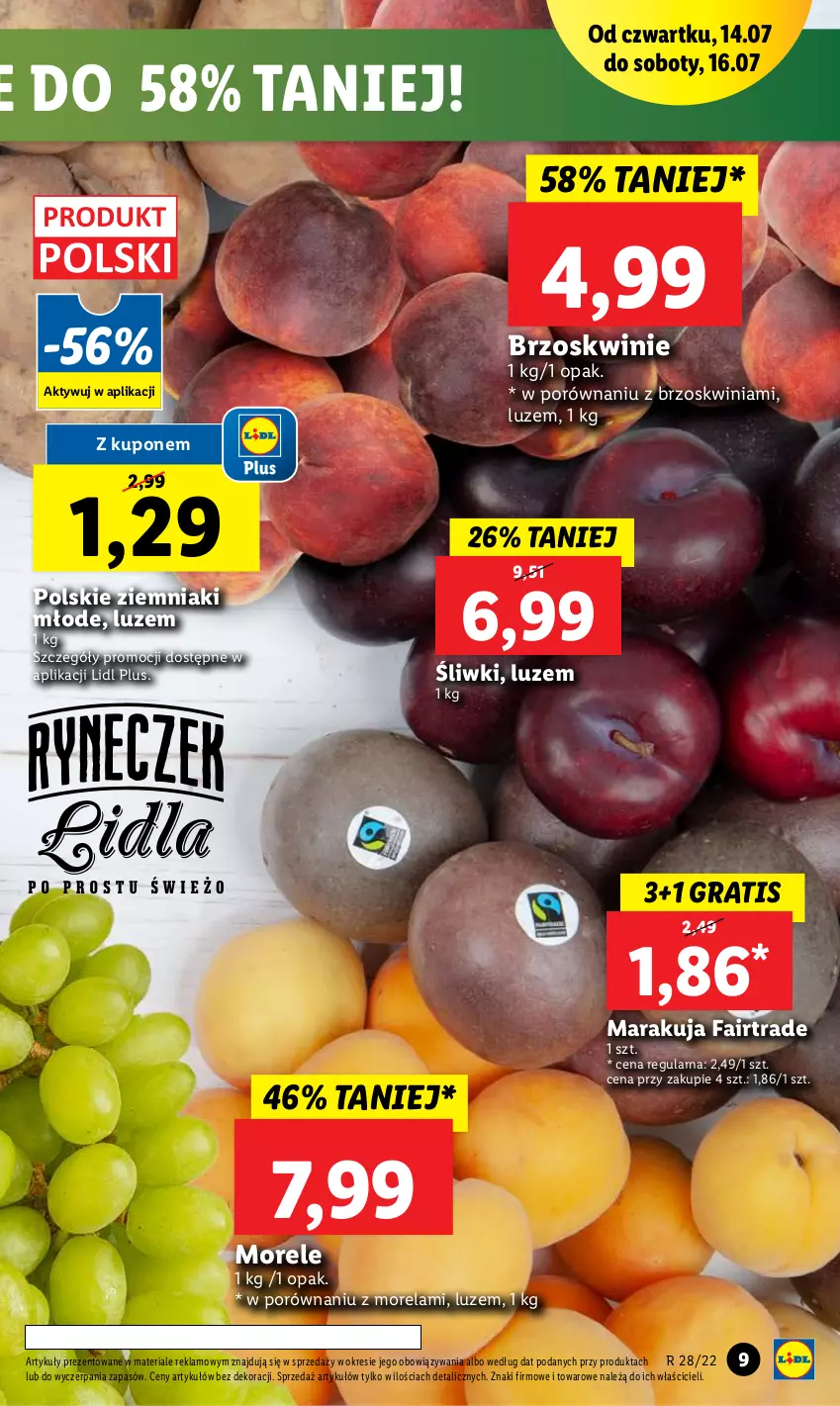 Gazetka promocyjna Lidl - GAZETKA - ważna 14.07 do 16.07.2022 - strona 9 - produkty: Brzoskwinie, Fa, Gra, Morela, Por, Ziemniaki