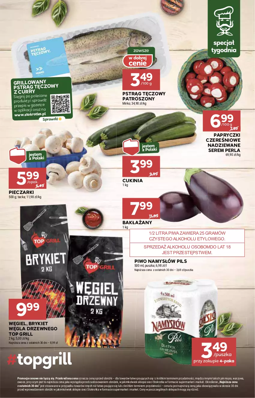 Gazetka promocyjna Stokrotka - Supermarket - ważna 11.07 do 17.07.2024 - strona 19 - produkty: Gra, Grill, HP, Namysłów, Piec, Piwa, Piwo, Pstrąg, Pstrąg tęczowy, Ser, Top