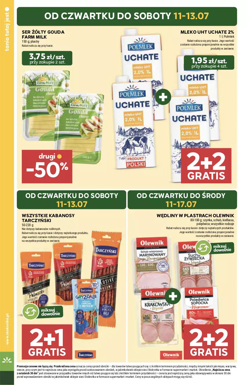 Gazetka promocyjna Stokrotka - Supermarket - ważna 11.07 do 17.07.2024 - strona 4 - produkty: Fa, Farm Milk, Gouda, Gra, HP, Kabanos, Mleko, Olewnik, Ser, Tarczyński