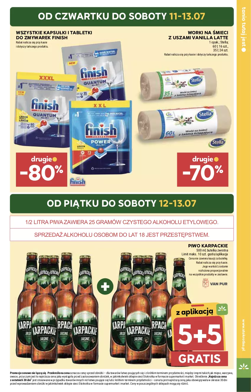 Gazetka promocyjna Stokrotka - Supermarket - ważna 11.07 do 17.07.2024 - strona 5 - produkty: Finish, Gra, HP, Karp, Piwa, Piwo, Tablet, Worki na śmiec, Worki na śmieci