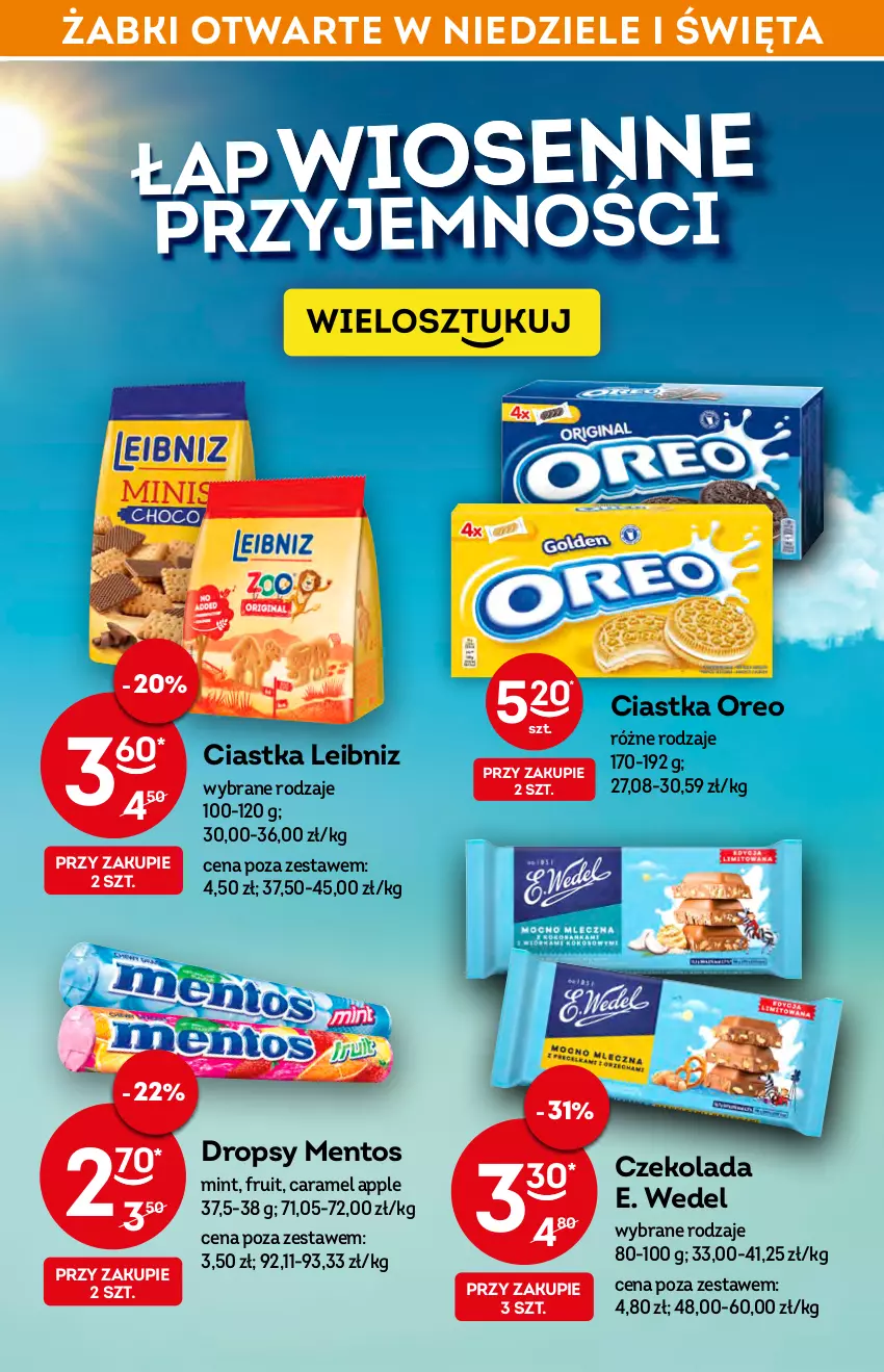 Gazetka promocyjna Żabka - ważna 20.04 do 26.04.2022 - strona 13 - produkty: Ciastka, Czekolada, E. Wedel, Mentos, Oreo