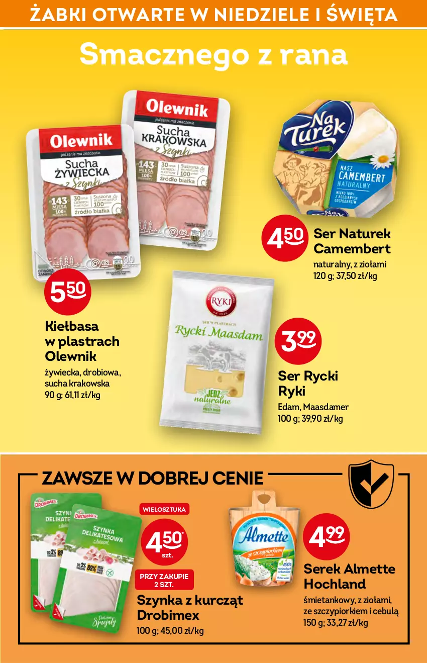 Gazetka promocyjna Żabka - ważna 20.04 do 26.04.2022 - strona 29 - produkty: Almette, Camembert, Drobimex, Edam, Hochland, Kiełbasa, Maasdam, NaTurek, Olewnik, Ser, Serek, Szynka