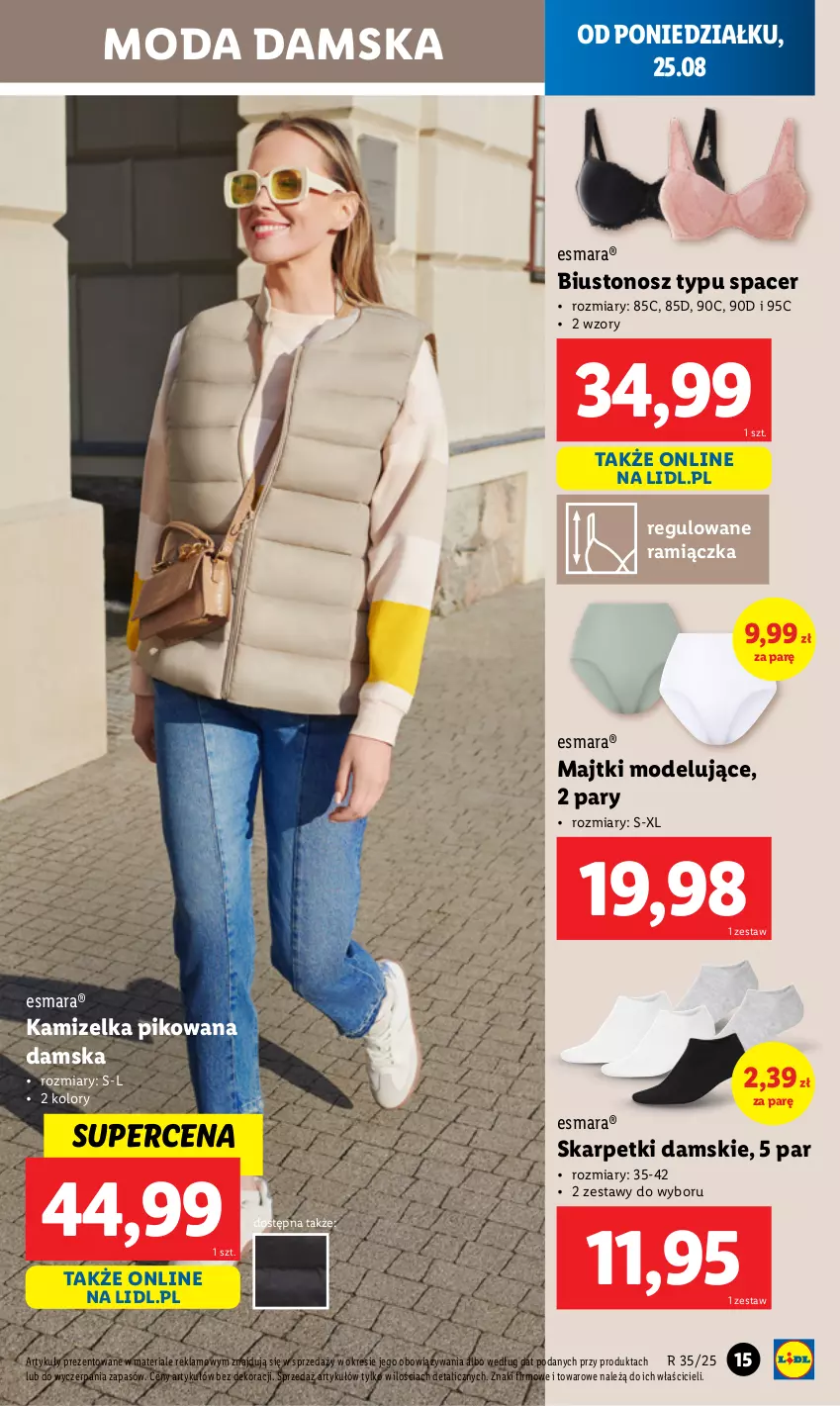 Gazetka promocyjna Lidl - GAZETKA - ważna 25.08 do 30.08.2025 - strona 15 - produkty: Acer, Biustonosz, Kamizelka, Karp, Majtki, Moda, Skarpetki