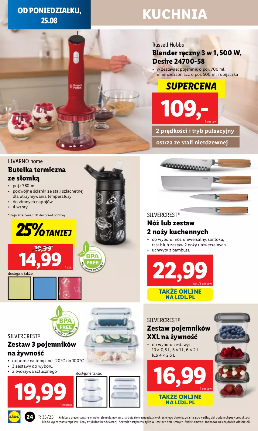 Gazetka promocyjna Lidl - GAZETKA - ważna 25.08 do 30.08.2025 - strona 24 - produkty: Blender, Blender ręczny, Ivar, Kuchnia, Noż, Nóż uniwersalny, Pojemnik, Por, Rozdrabniacz, Silvercrest, Uchwyty