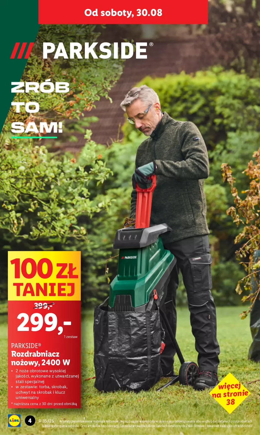 Gazetka promocyjna Lidl - GAZETKA - ważna 25.08 do 30.08.2025 - strona 4 - produkty: Noż, Parkside, Rozdrabniacz, Sok, Torba