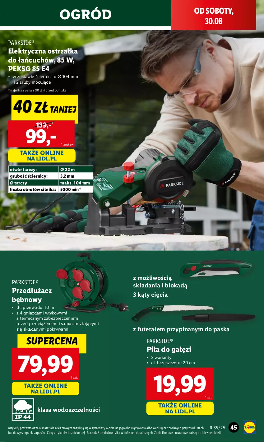 Gazetka promocyjna Lidl - GAZETKA - ważna 25.08 do 30.08.2025 - strona 45 - produkty: Ogród, Parkside, Piec, Piła do gałęzi, Pokrywa, Tera