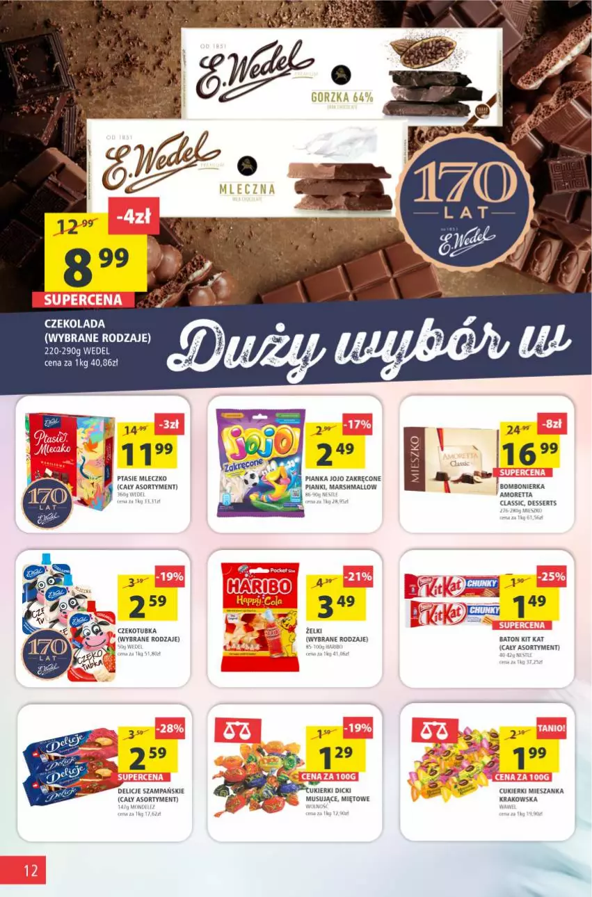 Gazetka promocyjna Arhelan - Gazetka - ważna 21.05 do 30.05.2021 - strona 12 - produkty: Baton, Cukier, Cukierki, Czekolada, Delicje, Haribo, Kit Kat, LG, Mars, Mleczko, Mus, Ptasie mleczko, Ser, Wawel