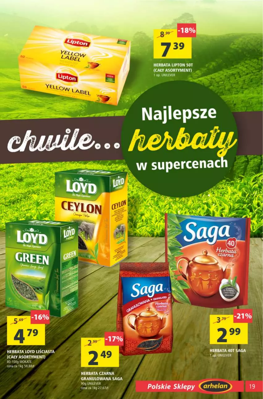 Gazetka promocyjna Arhelan - Gazetka - ważna 21.05 do 30.05.2021 - strona 19 - produkty: Gra, Herbata, Herbata czarna, Lipton, Loyd, Saga