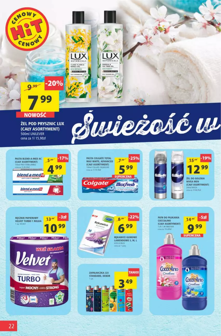 Gazetka promocyjna Arhelan - Gazetka - ważna 21.05 do 30.05.2021 - strona 22 - produkty: Blend-a-Med, Coccolino, Colgate, Colgate Total, LG, Nivea, Nivea Men, Papier, Płyn do płukania, Ręcznik, Rękawice, Tea tree, Velvet, Zapalniczka