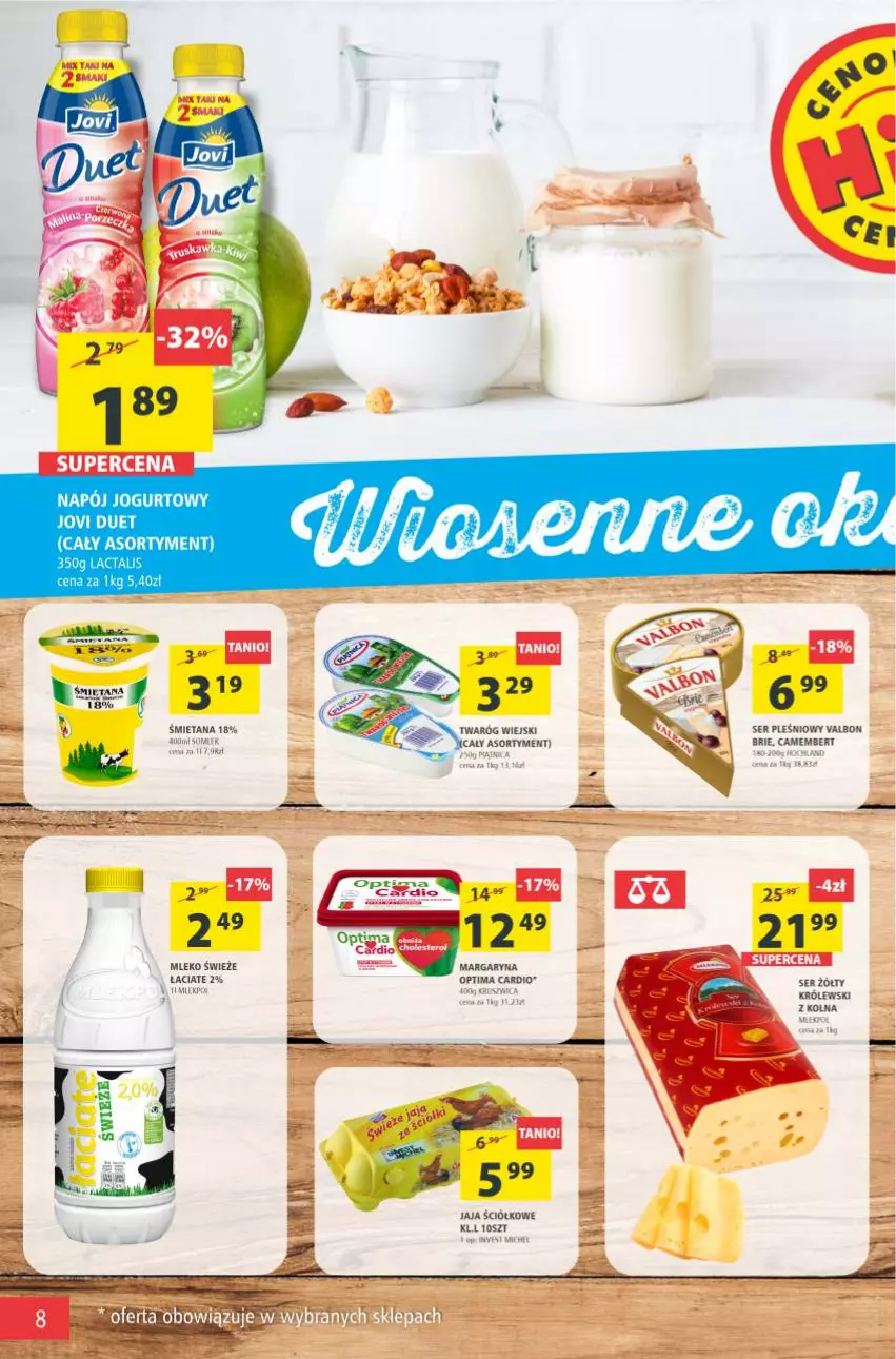 Gazetka promocyjna Arhelan - Gazetka - ważna 21.05 do 30.05.2021 - strona 8 - produkty: Brie, Camembert, Jaja, Królewski, Margaryna, Mleko, Optima, Optima Cardio, Ser