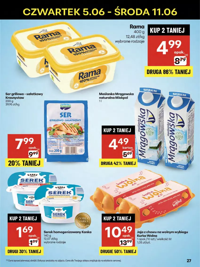 Gazetka promocyjna Delikatesy Centrum - Franczyza DC23 Czwartek - ważna 05.06 do 11.06.2025 - strona 27 - produkty: Grill, Jaja, Maślanka, Rama, Sałat, Ser, Serek, Serek homogenizowany