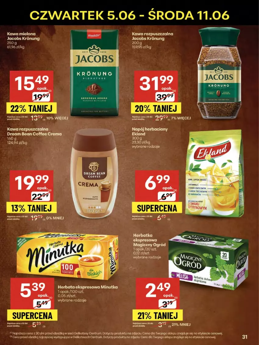 Gazetka promocyjna Delikatesy Centrum - Franczyza DC23 Czwartek - ważna 05.06 do 11.06.2025 - strona 31 - produkty: Herbata, Jacobs, Kawa, Kawa mielona, Kawa rozpuszczalna, Napój, Ogród, Rum