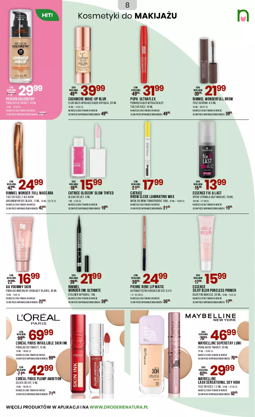Gazetka promocyjna Drogerie Natura - Gazetka Drogerie Natura - ważna 23.10 do 09.11.2025 - strona 8 - produkty: Ambition, Bell, Catrice, Fa, Kredka, Lack, Makijaż, Maybelline, Olej, Podkład, Podkład do twarzy, Por, Pupa, Revlon, Sati, Tran, Tusz