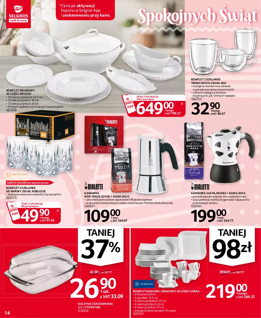 Gazetka promocyjna Selgros - Oferta przemysłowa - ważna 25.03 do 05.04.2021 - strona 14 - produkty: Cappuccino, Kawa, Kawiarka, Komplet obiadowy, Lanki, LG, Mleko, Naczynie żaroodporne, Por, Talerz, Venus, Whisky