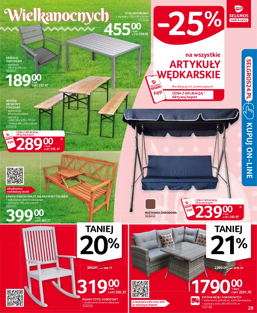 Gazetka promocyjna Selgros - Oferta przemysłowa - ważna 25.03 do 05.04.2021 - strona 29 - produkty: Fa, Fotel, Huśtawka, Krzesło, Krzesło ogrodowe, Sofa, Sos, Stół, Stolik