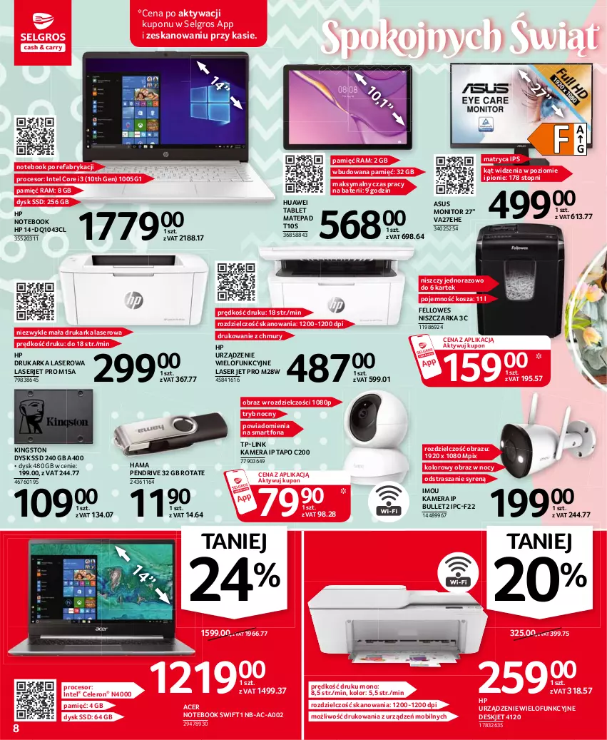 Gazetka promocyjna Selgros - Oferta przemysłowa - ważna 25.03 do 05.04.2021 - strona 8 - produkty: Acer, Asus, Drukarka, Fa, Hama, HP, Huawei, Intel, Kamera, Kosz, LG, Mobil, Monitor, Niszczarka, Notebook, Obraz, Pendrive, Procesor, Ser, Smartfon, Tablet, Top, TP-Link, Urządzenie wielofunkcyjne