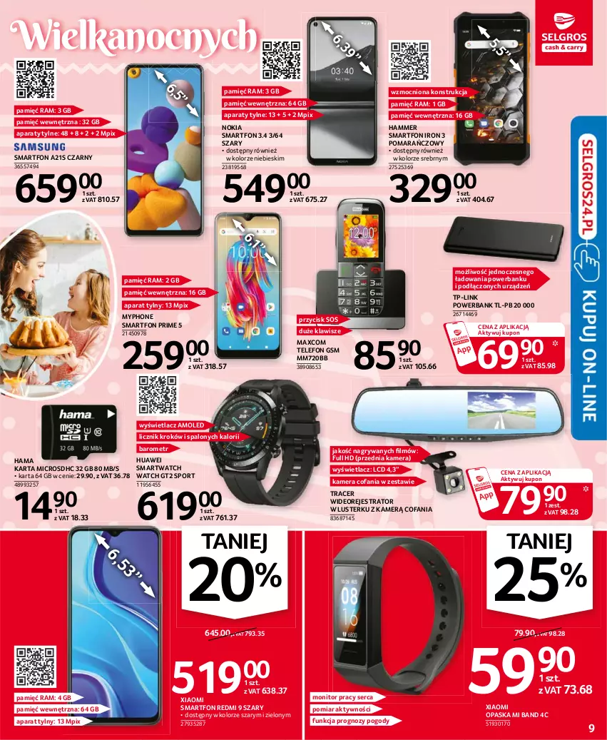 Gazetka promocyjna Selgros - Oferta przemysłowa - ważna 25.03 do 05.04.2021 - strona 9 - produkty: Acer, Amol, Fa, Gry, Hama, Huawei, Kamera, Monitor, MyPhone, Nokia, Opaska, Por, Powerbank, Ser, Smartfon, Smartwatch, Sos, Sport, Telefon, TP-Link, Wideorejestrator