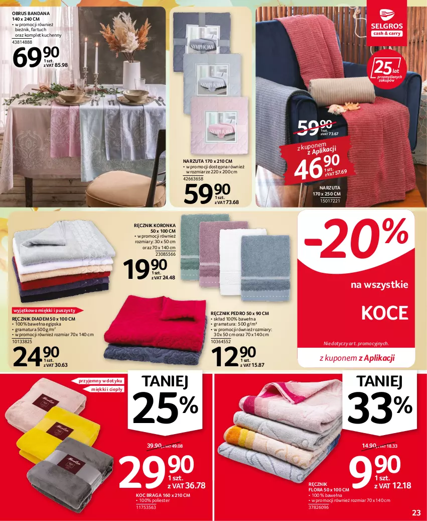 Gazetka promocyjna Selgros - Oferta przemysłowa - ważna 22.09 do 05.10.2022 - strona 23 - produkty: Bieżnik, Fa, Flora, Gra, Koc, Narzuta, Obrus, Rama, Ręcznik, Wełna